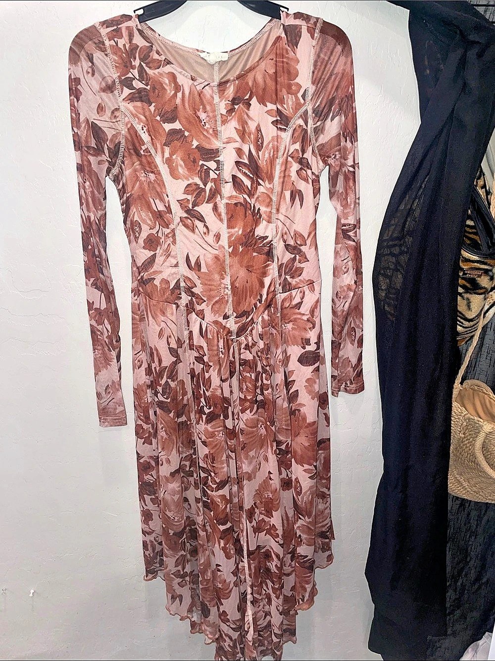 Promesa Floral Maxi Dress Pink & Brown Medium preowned